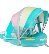 Mambobaby Non-Inflatable Baby Pool Float with Tail and Canopy UPF 50+ Sun Protection No Flip Over...