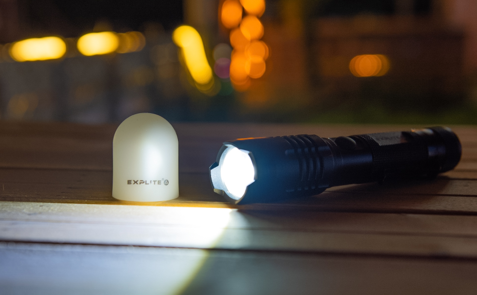 Tactical Flashlight Rechargeable USB-C Diffuser Cap Magnetic IPX7 Waterproof Dual Power FlashLight