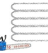 5-Pack 16-inch Chainsaw Chains 3/8 LP Pitch .050" Gauge 56 Drive Links, Fit Craftsman S160?Poulan...