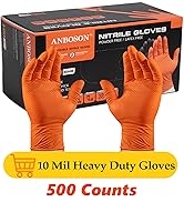 ANBOSON 10mil Nitrile-Gloves Disposable-Orange Chemical-Resistant Rubber - Mechanic Gloves Heavy ...