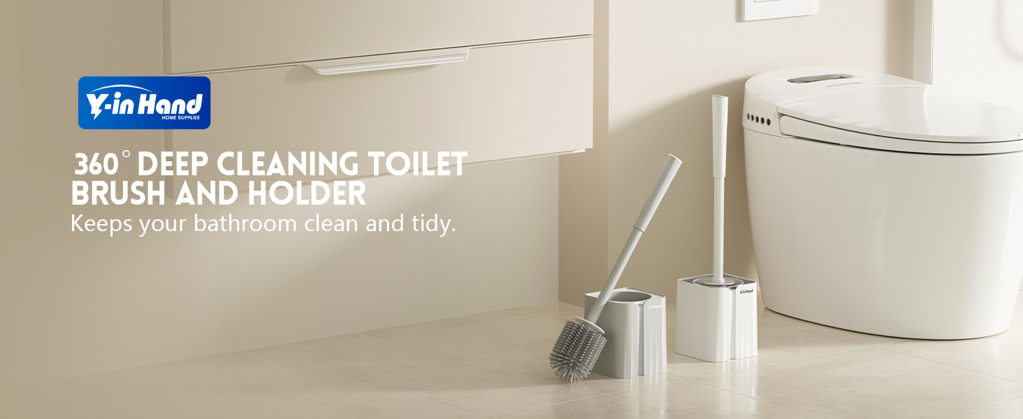 Y-in Hand silicone toilet brush and holder set