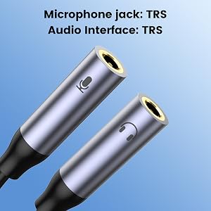 Dual 3.5mm microphone female port (TRS) and audio female port