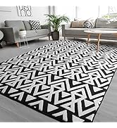 Ompaa Ultra Soft Geometric Bedroom Rugs Memory Foam Carpet, Black 5 x 8 Feet, Cozy Area Rugs for ...