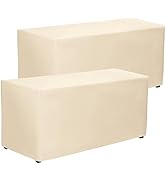 PLOYMONO 2 Pack Fitted Beige Tablecloths - 72 x 30 Inch - Rectangle Table Cloths for 6 Foot Table...