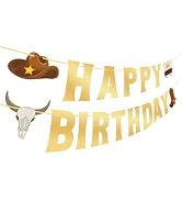 Abilat Western Cowboy Happy Birthday Banner Western Birthday Party Decorations Wild West Banner G...