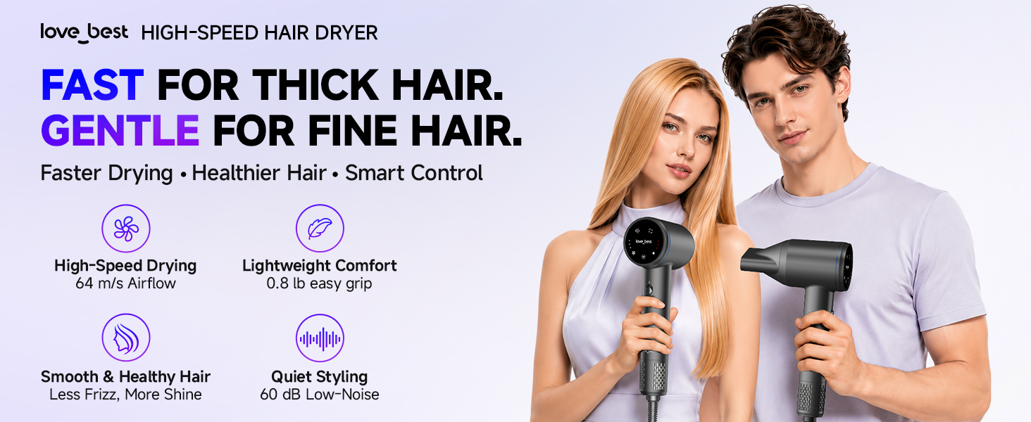 love best smart ionic hair dryer for faster drying and smoother hair