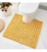Ruggnovea Toilet Rug Yellow 24x24 Machine Washable Non Slip Toilet Mat U Shaped Plush Absorbent C...