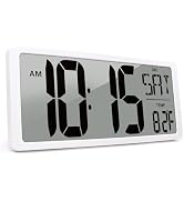 KMMKGG 15" Large Digital Wall Clock Battery Operated, Digital Clock Display with Day, Date & Temp...