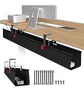 Univivi No Drill Under Desk Cable Management Tray, 48" Cord Organizer for Table, Clamp/Screw Moun...