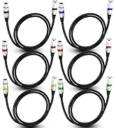 AeeKoo XLR Cables 3FT 6 Pack, Gold-Plated 3 Pin XLR Microphone Cable, Heavy Duty XLR Balanced Mal...