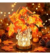 SLTTXNTT LED Maple Leaf Lamp, USB, Crystal Base, Fall Decor Gift | USB maple leaf lamp with fabri...