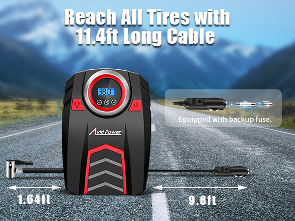 reach all tires with 11.4ft long cable