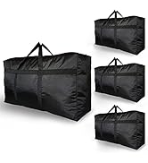 4-Pack XXL 600D Oxford Fabric Bags, Sturdy Foldable Waterproof Moving Tote Bag with Double Zipper...