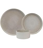 Sango Anderson Reactive Cream Stoneware 12-Piece Set – Service for 4, Modern Design with Textured...