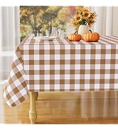misaya Rectangular Waterproof Vinyl Table Cloth, Flannel Backed Tablecloth | 60" x 84" Buffalo Pl...