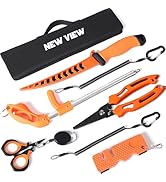 NEW VIEW 9pc Saltwater Fishing Tools Combo - Portable Fishing Tool Kit with Carry Pouch - Fillet ...