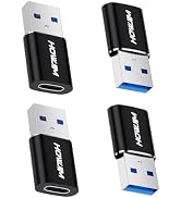 HOWJIM USB to USB C Adapter 4 Pack,Fast Charging 5Gbps Data Transfer | Type-C Female to USB A Mal...