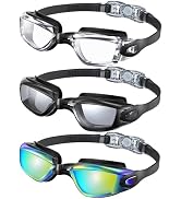 NSSIW Kids Goggles for 4-16, Kids Swimming Goggles Anti Fog No Leaking, 3 Pack Swim Goggles for B...