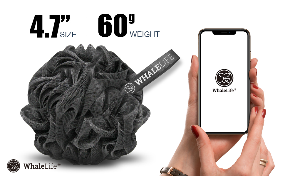 black shower pouf