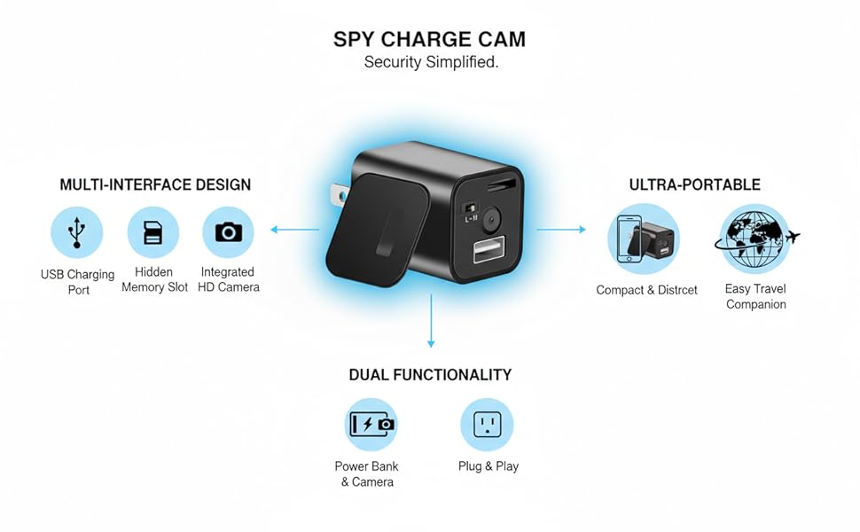 2025 New Hidden Camera Detector with Charger, 1080P Security Portable Camera