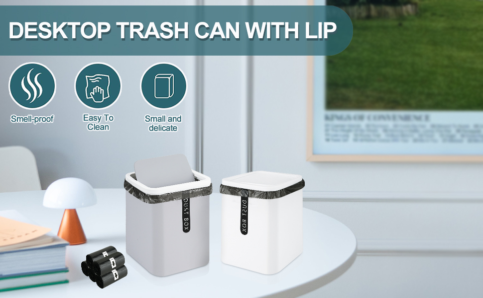 Mini Trash Can with Lid Plastic Mini Wastebasket Tiny Desktop Waste Garbage Bin for Kitchen Bathroom