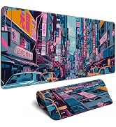 Japanese Mouse Pad Desk Pad 80s City Desk Decor Mat, Large Gaming Mouse Pad for Desk Computer Key...