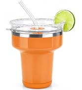 Cafezi 16oz Insulated Margarita Tumbler with Lid & Straws, Cocktail Cup | 18/8 Stainless Steel, S...