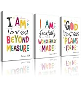 Frimeeme Girls Affirmation Canvas Wall Art, Bible Verse Prints, Colorful Nursery and Playroom Dec...