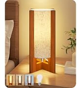 GOEBLESON Small Table Lamp, 13.4" Wood Table Lamp, A19 LED Bulb Included | 3 Color Temperatures &...