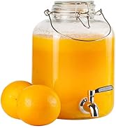 Glass Drink Dispenser for Parties, 1 Gallon Glass Beverage Dispenser with Spigot and handle,Glass...