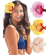 3Pcs Hawaiian Flower Hair Clip for Women Butterfly Orchid Hair Barrettes Flower Hair Clips with P...