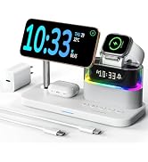 5 in 1 Wireless Charger with Alarm Clock for Apple,Mag-Safe Charging Station for iPhone 16/15/14/...