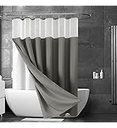 Gray Shower Curtain with Snap in Liner Set, Polyester Shower Curtains for Bathroom,Waterproof Sho...