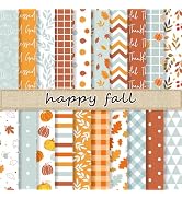 Whaline 40 Sheets Fall Pattern Paper Autumn Leaves Scrapbook Specialty Paper Double Sided Orange ...