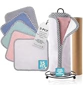 Rainbows & Lilies 15 Reusable Paper Towels Plus Wet Bag & Cardboard Roll - 2-Ply 100% Cotton Bamb...