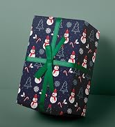 Riukiu Navy Blue Christmas Wrapping Paper for Kids Adults - Santa Wrapping Paper with Snowman, Ch...