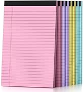 Gehanfai 8 Pack Legal Pads 5 x 8 Inch Narrow Ruled Note Pads, Colored Perforated Notepad 5 x 8 Li...