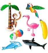 R HORSE Inflatable Palm Tree Flamingo Banana Beach Ball Parrot Beach Pool Toys for Tropical Hawai...