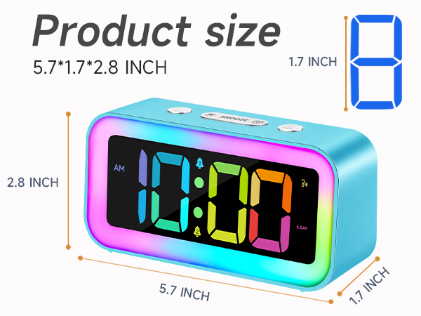 large number digital alarm clock 5.7 inch compact size bedroom bedside nightstand dresser