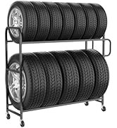 Tire Storage Rack,57"W x 19.7"D x 59"H Rolling Tire Rack Adjustable Height for Garages,Work Shops...