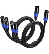 2 Pack XLR Splitter Cable 1.6 FT, 1 XLR Male to 2 XLR Female Patch Y Cable, Balanced Microphone S...