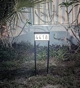 DBF Solar Address Sign with Stakes, House Numbers for Outside Light Up Double Side Illuminated, 3...
