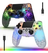 2 Pack Wireless Controller for PS4, LED Backlit Controllers for Sony PlayStation 4, 1000mAh Batte...