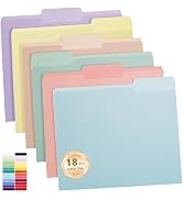 Color File Folders, 1/3-Cut Tabs, Letter Size, 6 Colors Organizer File Folders for School Home Of...