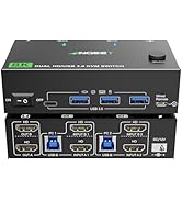8K HDMI KVM Switch 2 Monitors 2 Computers 8K@60Hz 4K@144Hz, ANGEET Dual Monitor KVM Switch with 4...