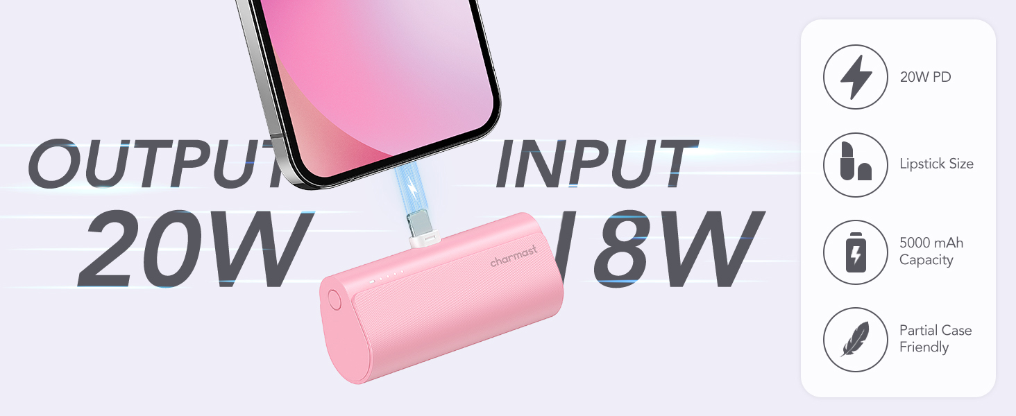 Charmast Small Portable Charger, 20W Fast Charging