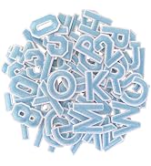 72PC Iron On Letters & Numbers Patches for Tote Bags Clothing Light Blue | Embroidered Letter Pat...