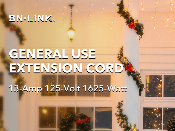 BN-LINK 2Pack Outdoor Extension Cord, 3-Prong, 16 Gauge General Purpose Power Cord