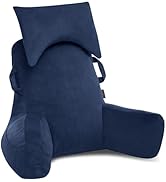 Unisakey Portable Reading Pillows with Headrest for Bed Sitting Up(Royal Blue Oeko-Tex), Velvet B...