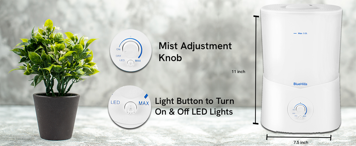 long-lasting cool mist diffuser with up to all-day runtime easy mist and light settings